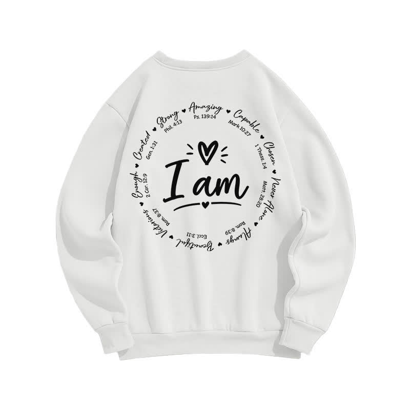 Christianartworkshop I Am Heart Circle Back Print Fleece Sweatshirt - image 4
