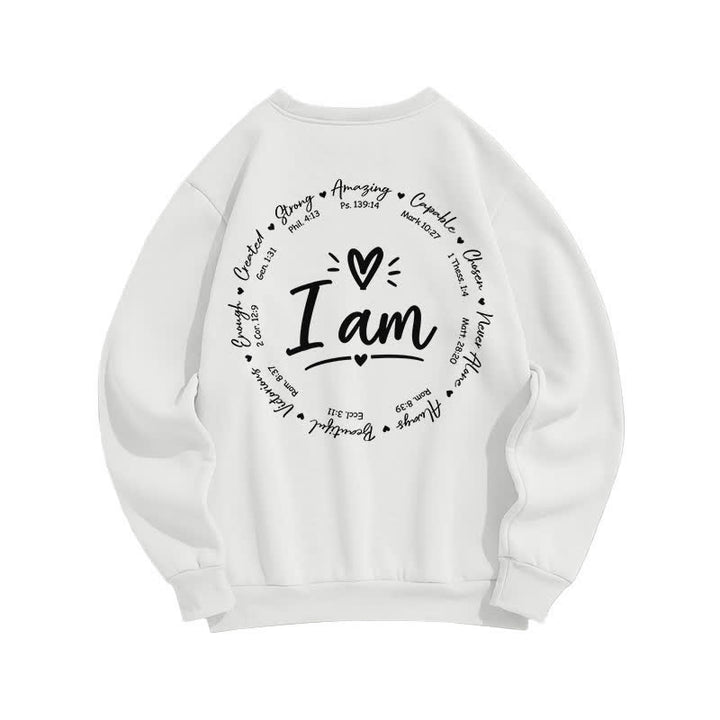 Christianartworkshop I Am Heart Circle Back Print Fleece Sweatshirt - image 4