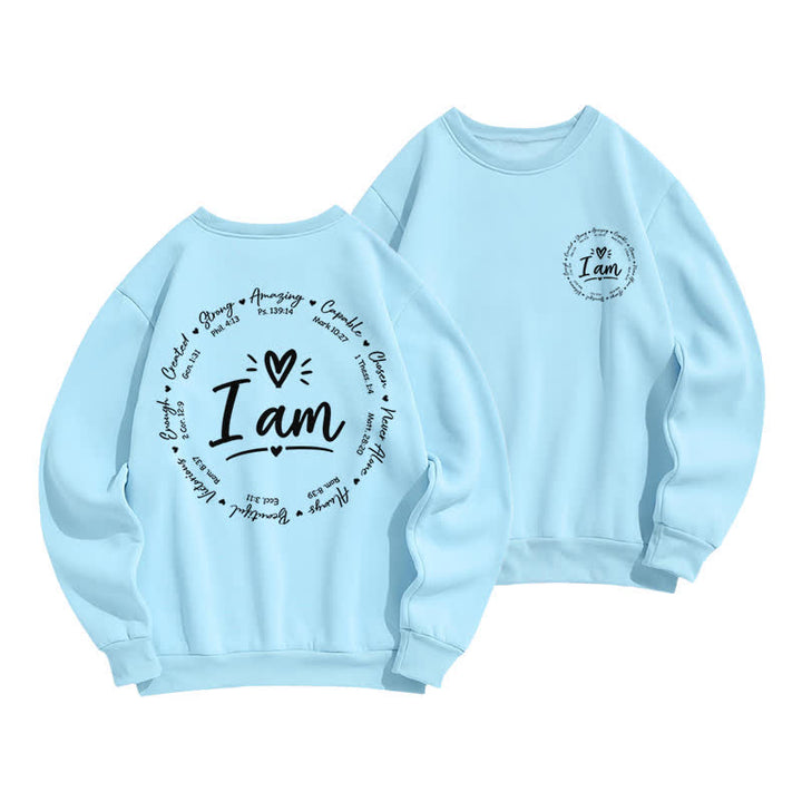 Christianartworkshop I Am Heart Circle Back Print Fleece Sweatshirt - Blue - 2XL - image 12