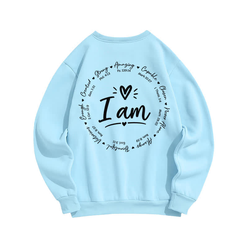 Christianartworkshop I Am Heart Circle Back Print Fleece Sweatshirt - image 13