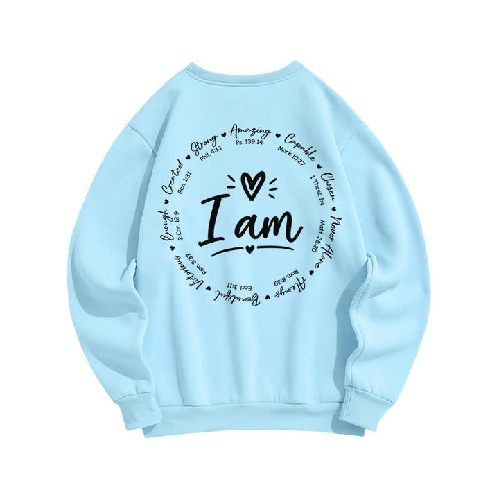 Christianartworkshop I Am Heart Circle Back Print Fleece Sweatshirt - image 13