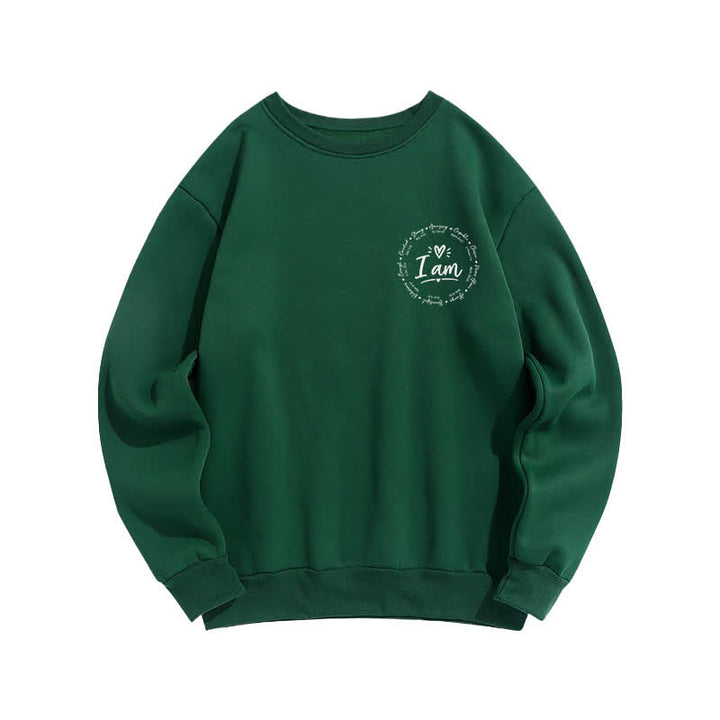 Christianartworkshop I Am Heart Circle Back Print Fleece Sweatshirt - image 17