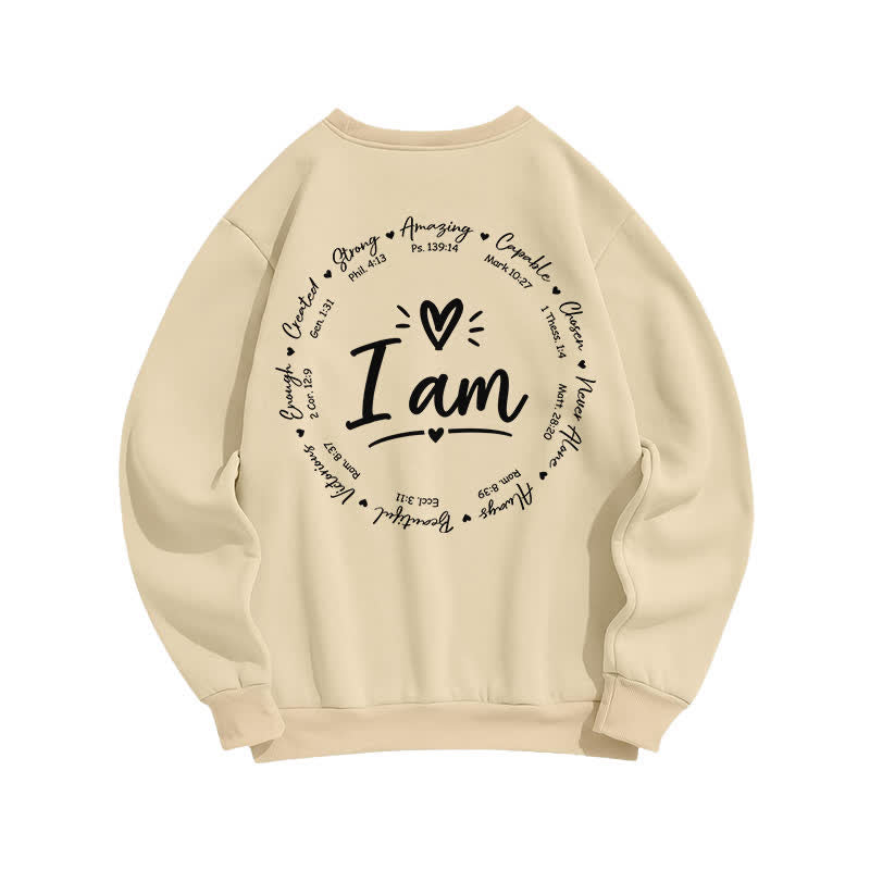 Christianartworkshop I Am Heart Circle Back Print Fleece Sweatshirt - image 7
