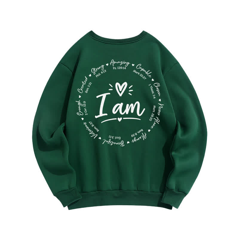 Christianartworkshop I Am Heart Circle Back Print Fleece Sweatshirt - image 16