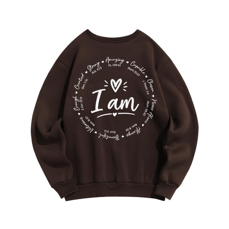 Christianartworkshop I Am Heart Circle Back Print Fleece Sweatshirt - image 1