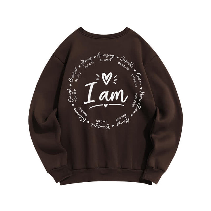 Christianartworkshop I Am Heart Circle Back Print Fleece Sweatshirt - image 1