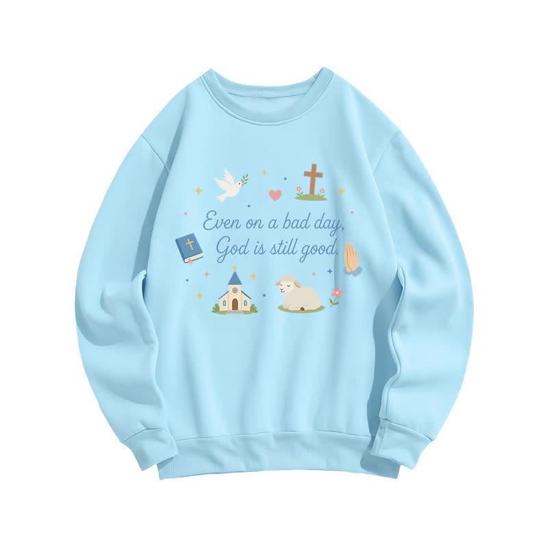 Christianartworkshop God Is Still Good Cozy Crewneck Graphic Sweatshirt - Blue - 2XL - image 2