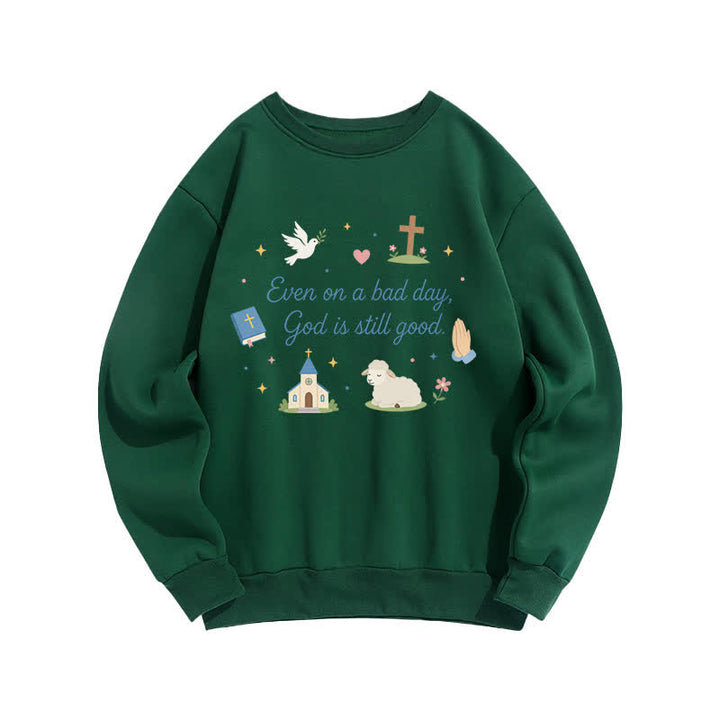 Christianartworkshop God Is Still Good Cozy Crewneck Graphic Sweatshirt - Green - 2XL - image 5