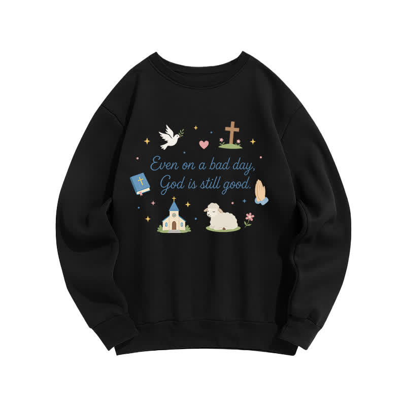Christianartworkshop God Is Still Good Cozy Crewneck Graphic Sweatshirt - Black - 2XL - image 3
