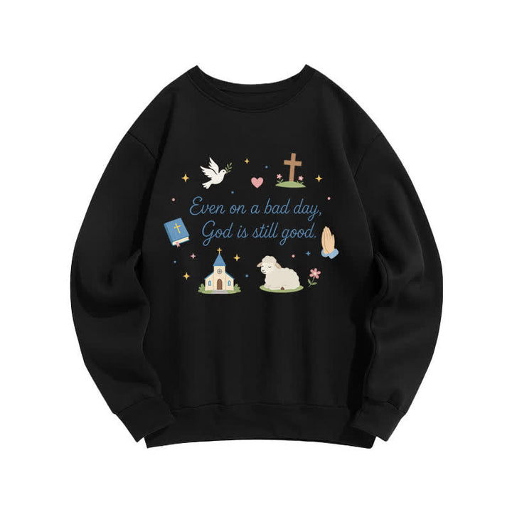 Christianartworkshop God Is Still Good Cozy Crewneck Graphic Sweatshirt - Black - 2XL - image 3