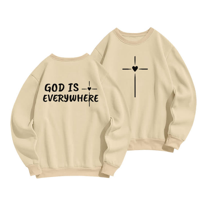 Christianartworkshop God Is Everywhere Oversized Fleece Lined Crewneck Sweatshirt - Apricot - 2XL - image 3