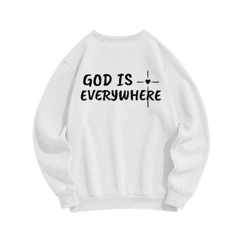 Christianartworkshop God Is Everywhere Oversized Fleece Lined Crewneck Sweatshirt - image 1