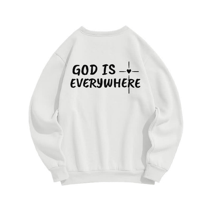 Christianartworkshop God Is Everywhere Oversized Fleece Lined Crewneck Sweatshirt - image 1