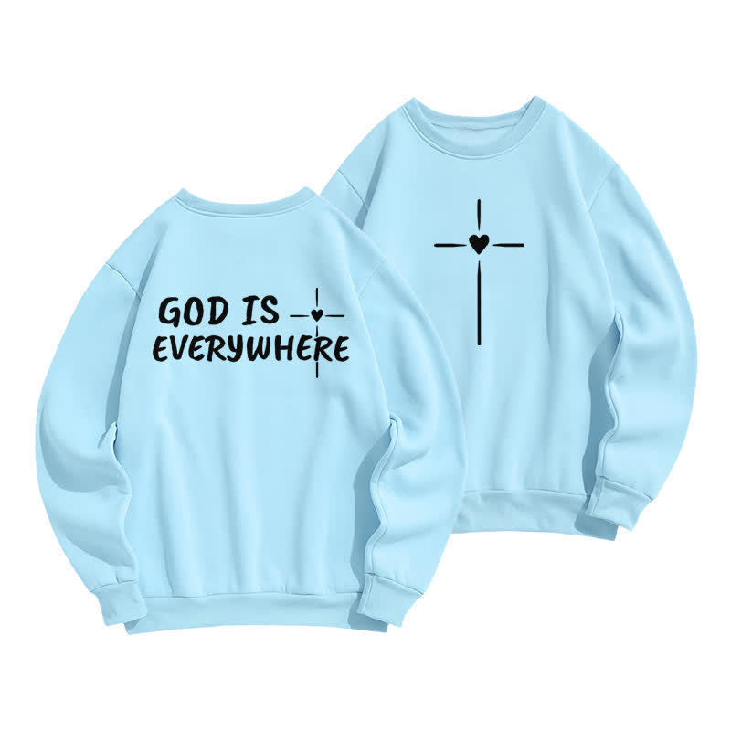 Christianartworkshop God Is Everywhere Oversized Fleece Lined Crewneck Sweatshirt - Blue - 2XL - image 9
