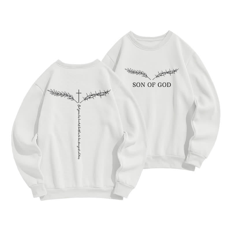 Christianartworkshop Son Of God Thorn Branch Light Blue Crewneck Sweatshirt - White - 2XL - image 3