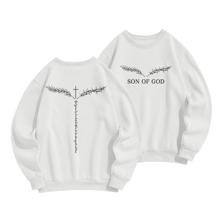 Christianartworkshop Son Of God Thorn Branch Light Blue Crewneck Sweatshirt - White - 2XL - image 3