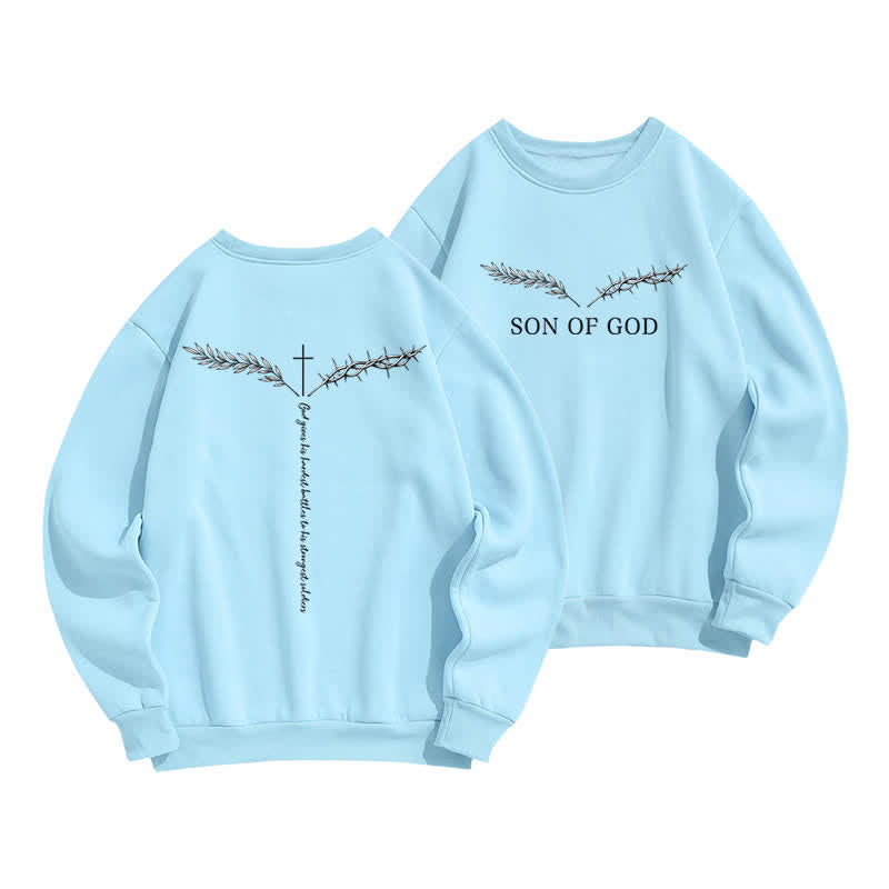 Christianartworkshop Son Of God Thorn Branch Light Blue Crewneck Sweatshirt - Blue - 2XL - image 0