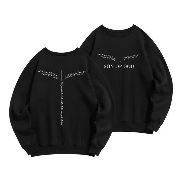 Christianartworkshop Son Of God Thorn Branch Light Blue Crewneck Sweatshirt - Black - 2XL - image 6