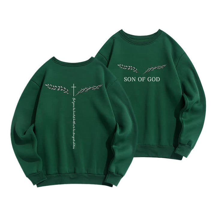 Christianartworkshop Son Of God Thorn Branch Light Blue Crewneck Sweatshirt - Green - 2XL - image 15