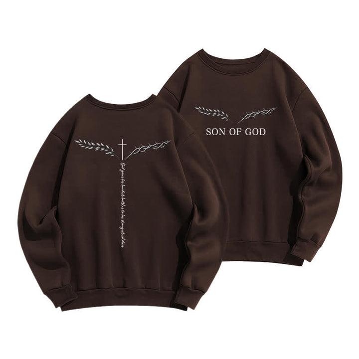 Christianartworkshop Son Of God Thorn Branch Light Blue Crewneck Sweatshirt - Coffee - 2XL - image 12