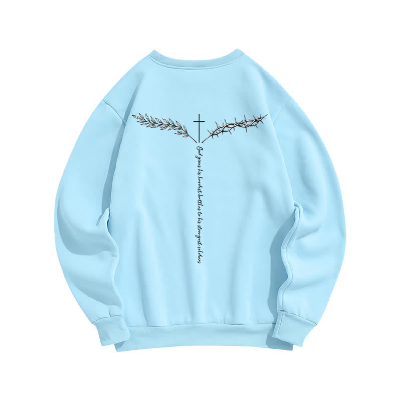 Christianartworkshop Son Of God Thorn Branch Light Blue Crewneck Sweatshirt - image 1
