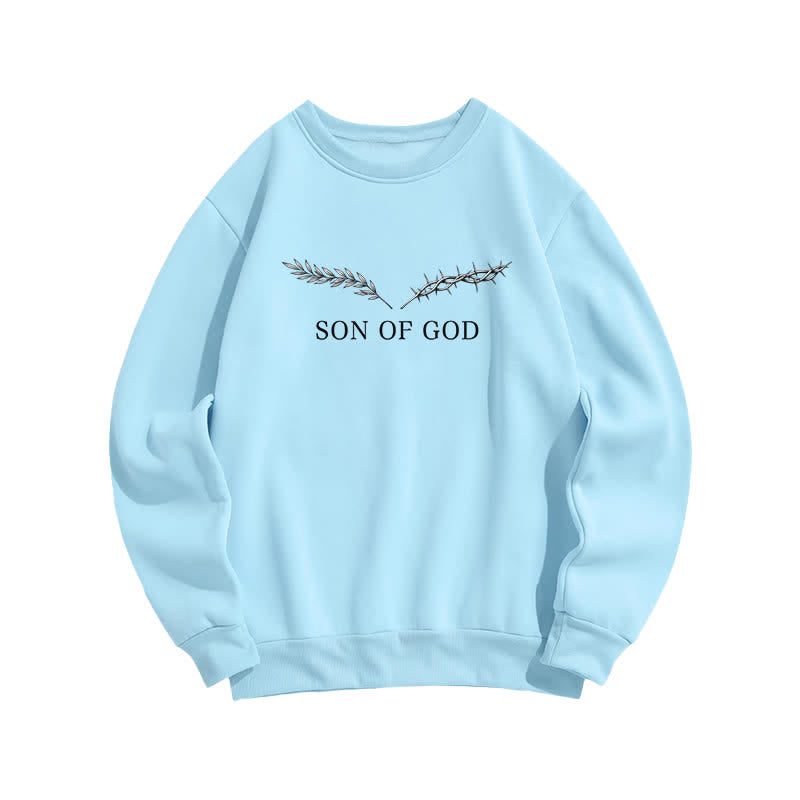 Christianartworkshop Son Of God Thorn Branch Light Blue Crewneck Sweatshirt - image 2