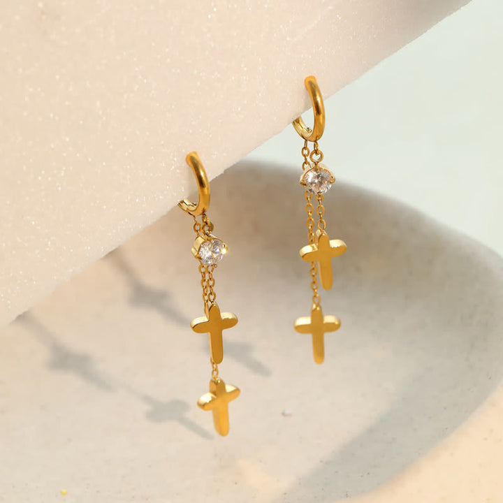 Christianartworkshop Dual Cross Chain Dangle Earrings: Sign of Timeless Sacred Devotion - image 2
