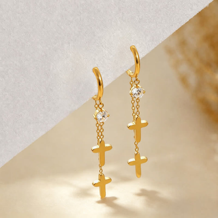 Christianartworkshop Dual Cross Chain Dangle Earrings: Sign of Timeless Sacred Devotion - image 3
