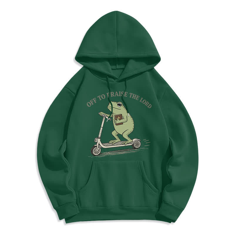 Christianartworkshop Off To Praise The Lord Frog Blue Oversized Hoodie - Green - 2XL - image 4