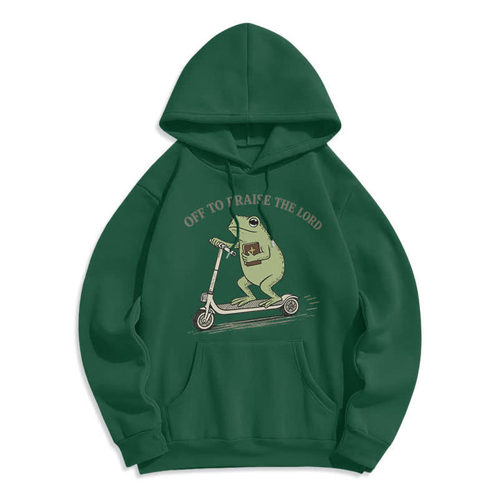 Christianartworkshop Off To Praise The Lord Frog Blue Oversized Hoodie - Green - 2XL - image 4