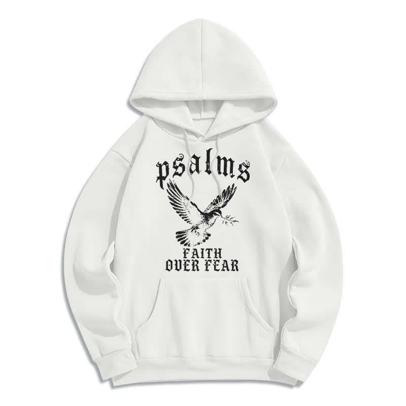 Christianartworkshop Psalms Faith Over Fear Dove Graphic Pullover Hoodie - White - 2XL - image 1