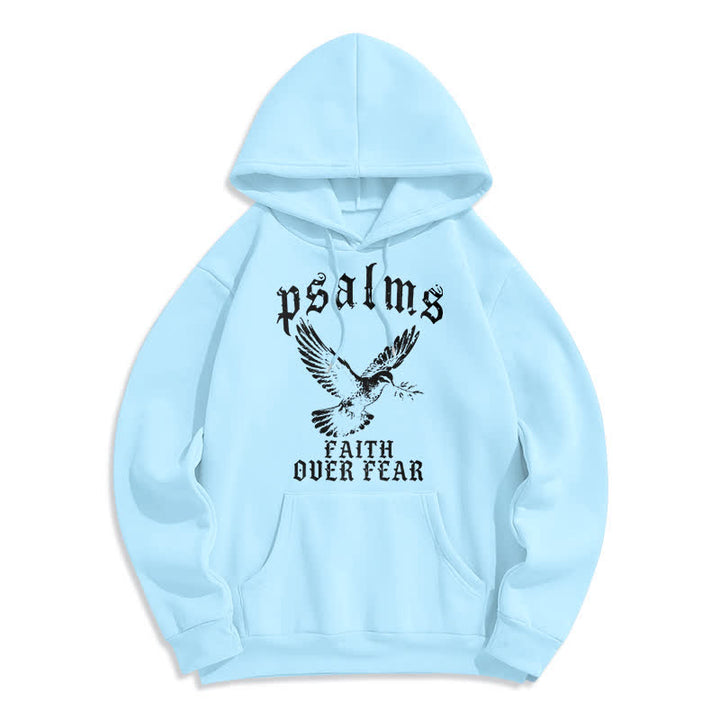 Christianartworkshop Psalms Faith Over Fear Dove Graphic Pullover Hoodie - Blue - 2XL - image 4