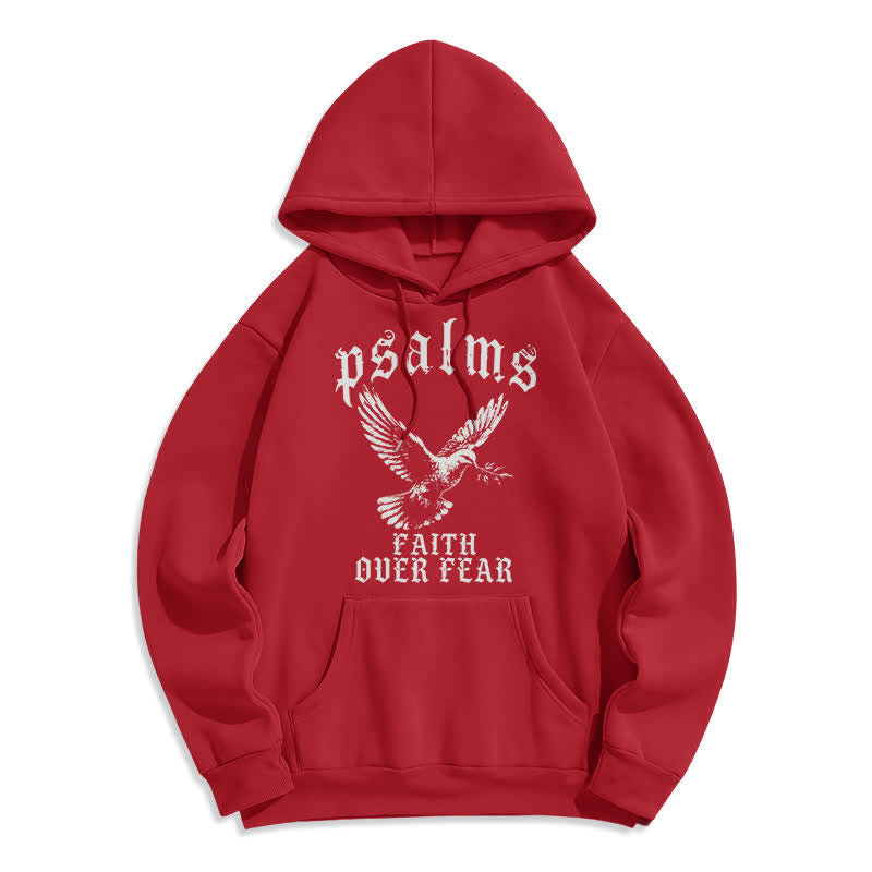 Christianartworkshop Psalms Faith Over Fear Dove Graphic Pullover Hoodie - Red - 2XL - image 5