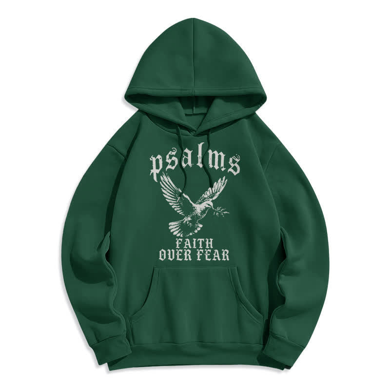 Christianartworkshop Psalms Faith Over Fear Dove Graphic Pullover Hoodie - Green - 2XL - image 7