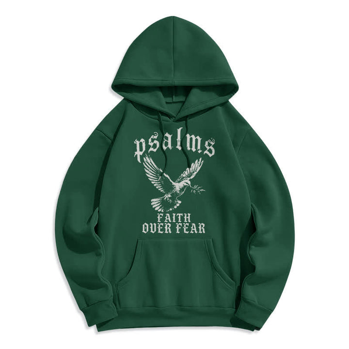 Christianartworkshop Psalms Faith Over Fear Dove Graphic Pullover Hoodie - Green - 2XL - image 7