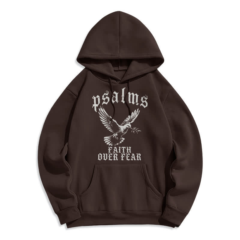 Christianartworkshop Psalms Faith Over Fear Dove Graphic Pullover Hoodie - Coffee - 2XL - image 6