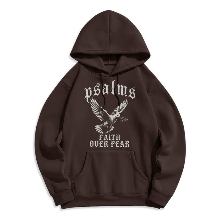 Christianartworkshop Psalms Faith Over Fear Dove Graphic Pullover Hoodie - Coffee - 2XL - image 6