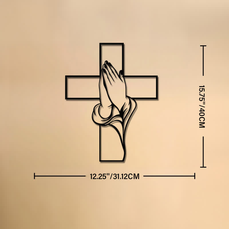 Christianartworkshop Hollow Metal Praying Hands Cross Wall Art: Token of Abiding Divine Peace - 12.25''*15.75''*0.04''/31.12*40*0.1cm - image 10