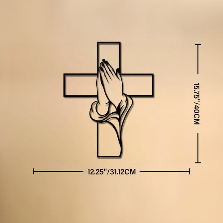 Christianartworkshop Hollow Metal Praying Hands Cross Wall Art: Token of Abiding Divine Peace - 12.25''*15.75''*0.04''/31.12*40*0.1cm - image 10