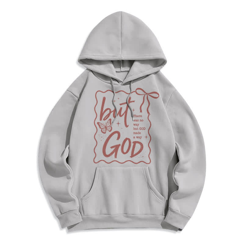 Christianartworkshop But God Butterfly Oversized Fleece Hoodie - Grey - 2XL - image 1