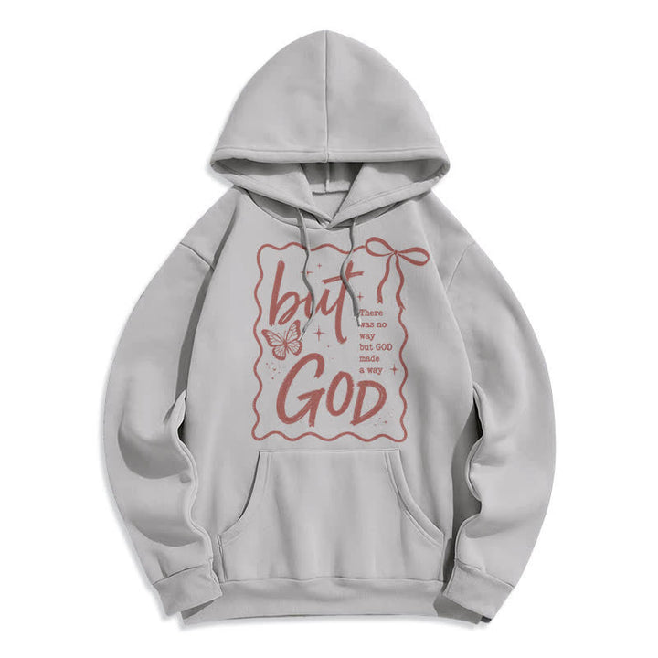 Christianartworkshop But God Butterfly Oversized Fleece Hoodie - Grey - 2XL - image 1