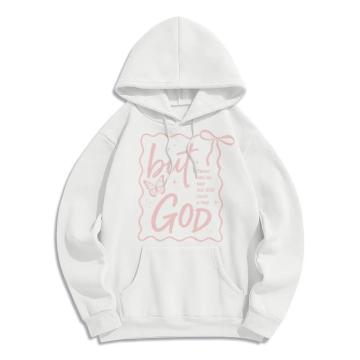 Christianartworkshop But God Butterfly Oversized Fleece Hoodie - White - 2XL - image 2