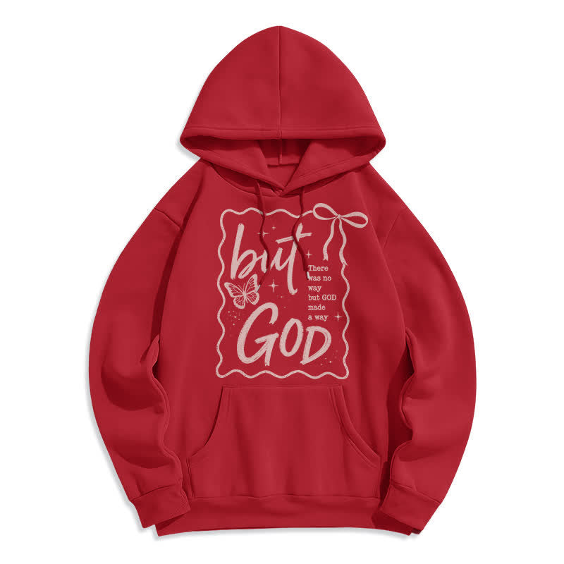 Christianartworkshop But God Butterfly Oversized Fleece Hoodie - Red - 2XL - image 6