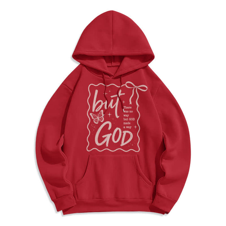 Christianartworkshop But God Butterfly Oversized Fleece Hoodie - Red - 2XL - image 6