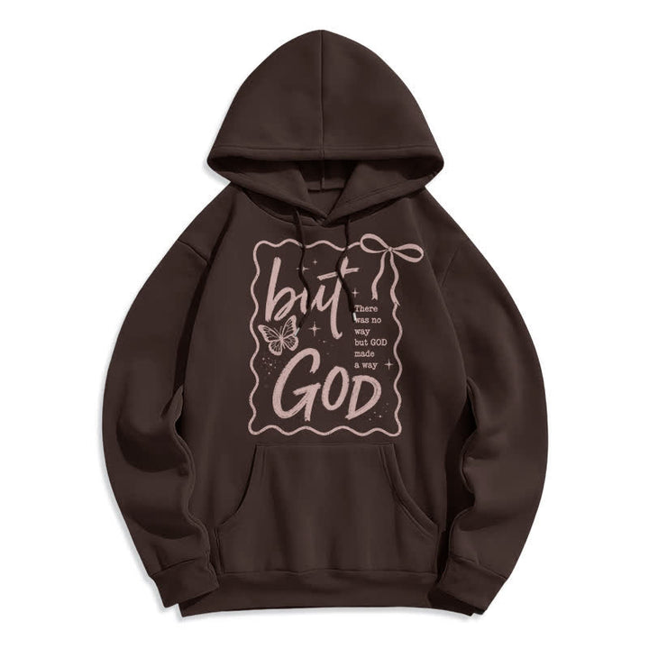 Christianartworkshop But God Butterfly Oversized Fleece Hoodie - Coffee - 2XL - image 5
