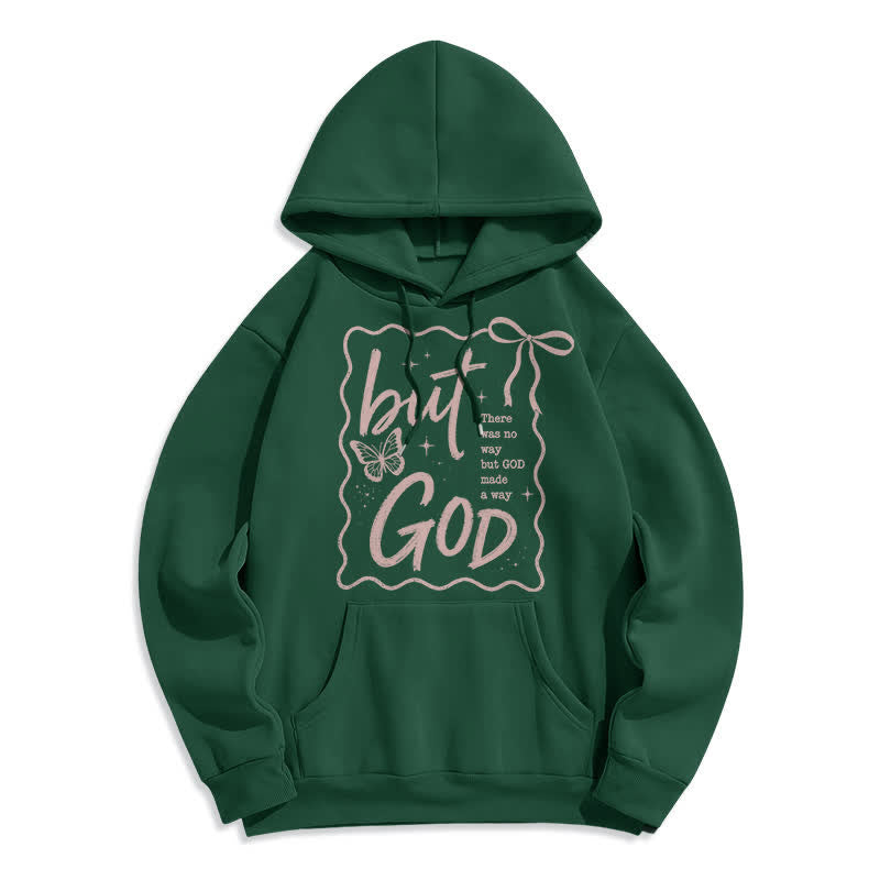 Christianartworkshop But God Butterfly Oversized Fleece Hoodie - Green - 2XL - image 4