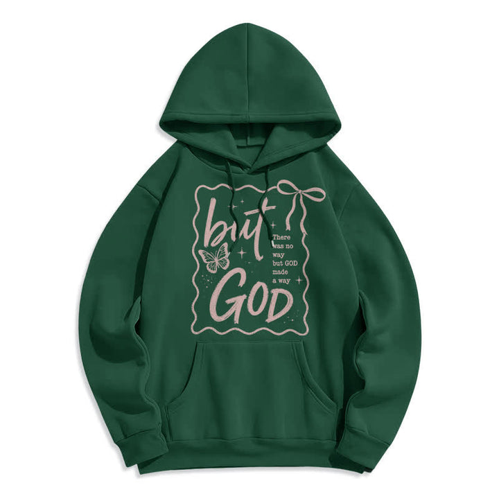 Christianartworkshop But God Butterfly Oversized Fleece Hoodie - Green - 2XL - image 4