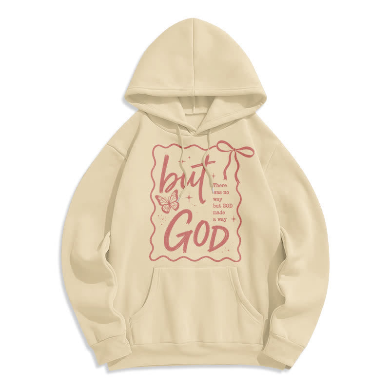 Christianartworkshop But God Butterfly Oversized Fleece Hoodie - Apricot - 2XL - image 3