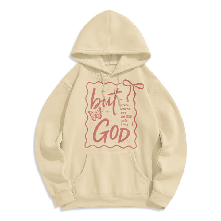 Christianartworkshop But God Butterfly Oversized Fleece Hoodie - Apricot - 2XL - image 3