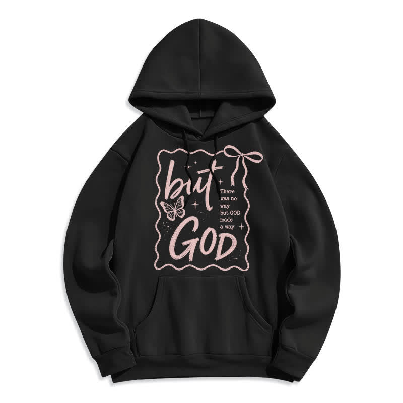 Christianartworkshop But God Butterfly Oversized Fleece Hoodie - Black - 2XL - image 0